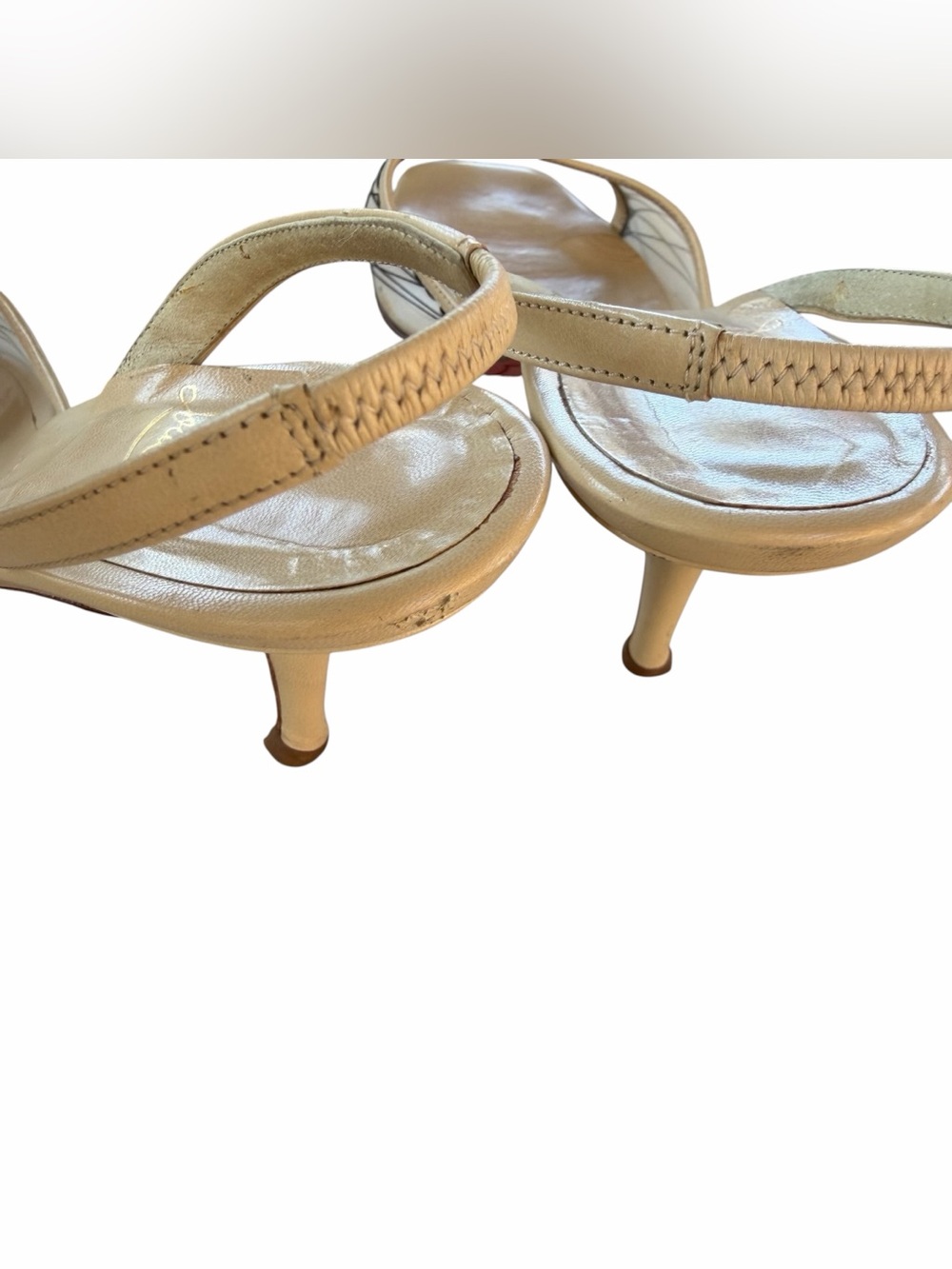 Christian Louboutin Beige and Black Mesh Slingback Sandals - Picture 4 of 15